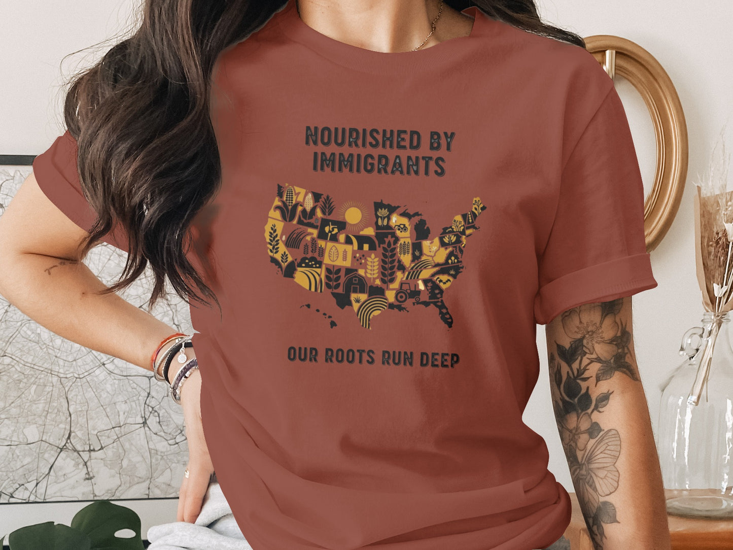 Nourished by Immigrants Our Roots Run Deep shirt
