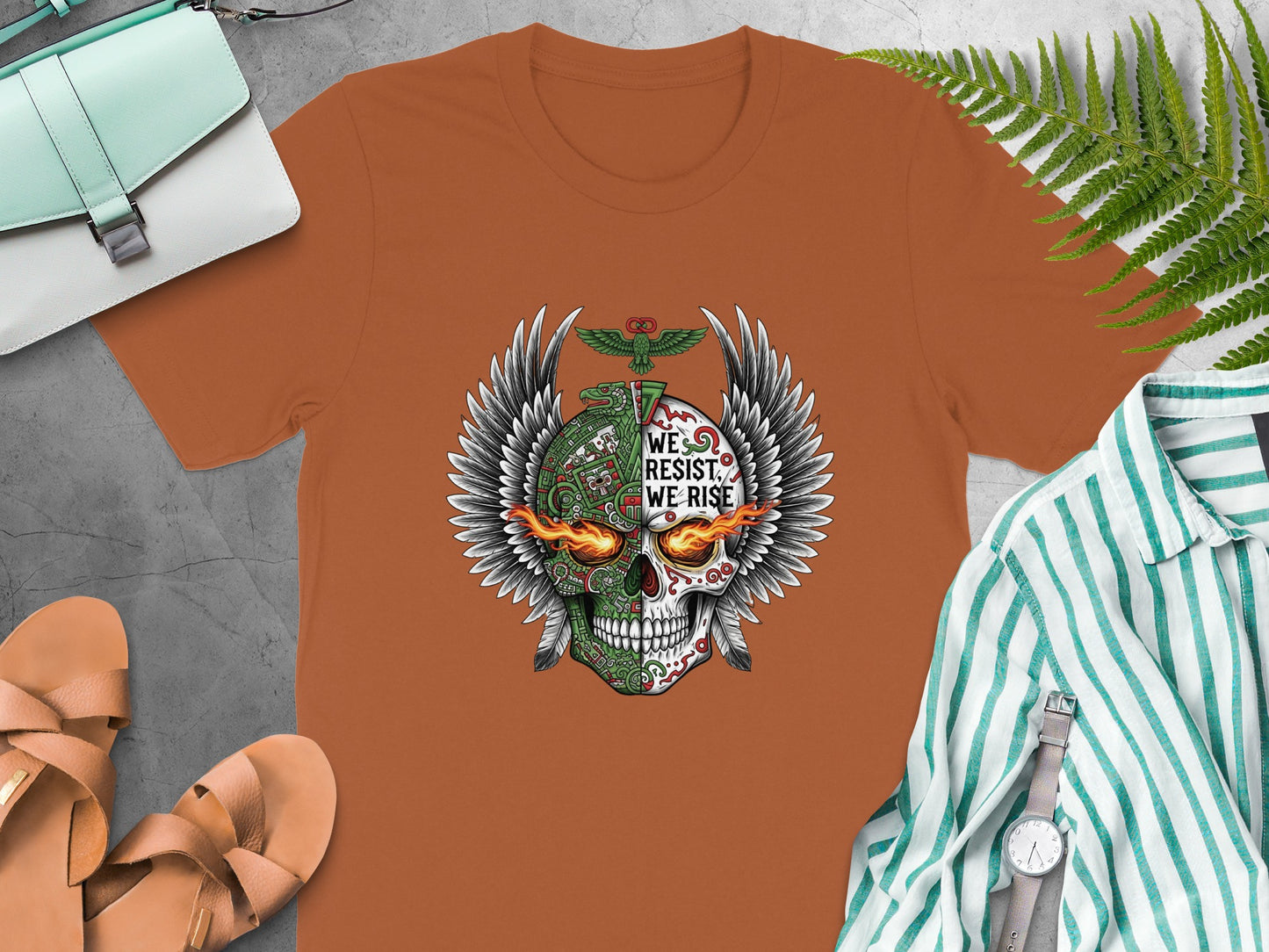 We Resist We Rise Winged Skull Graphic T-Shirt product