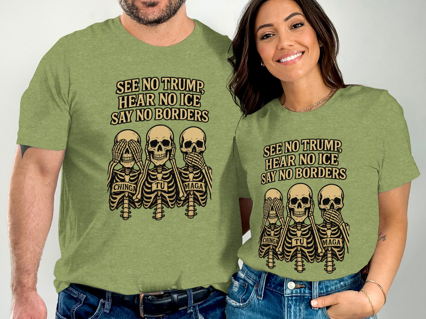 See No Trump Hear No Ice Say No Borders t-shirt product