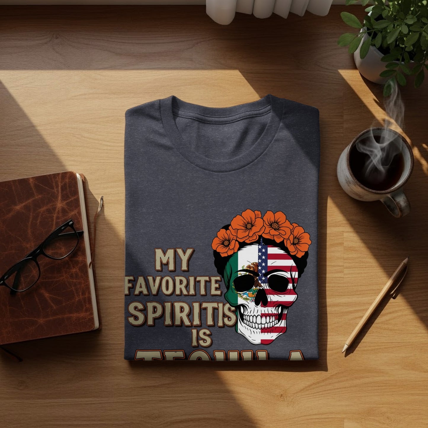 My Favorite Spirit Is Tequila Skull Design Shirt Product