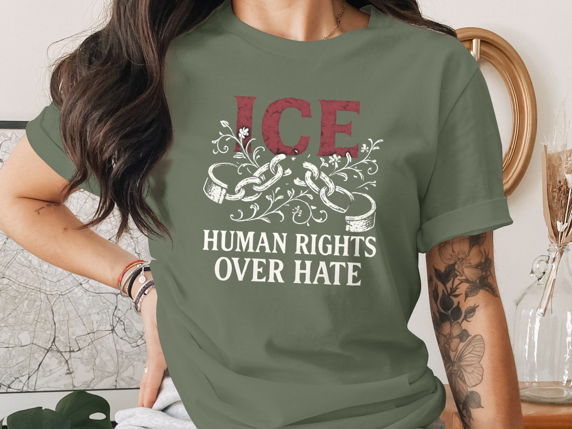 ICE Human Rights Over Hate T Shirt product type
