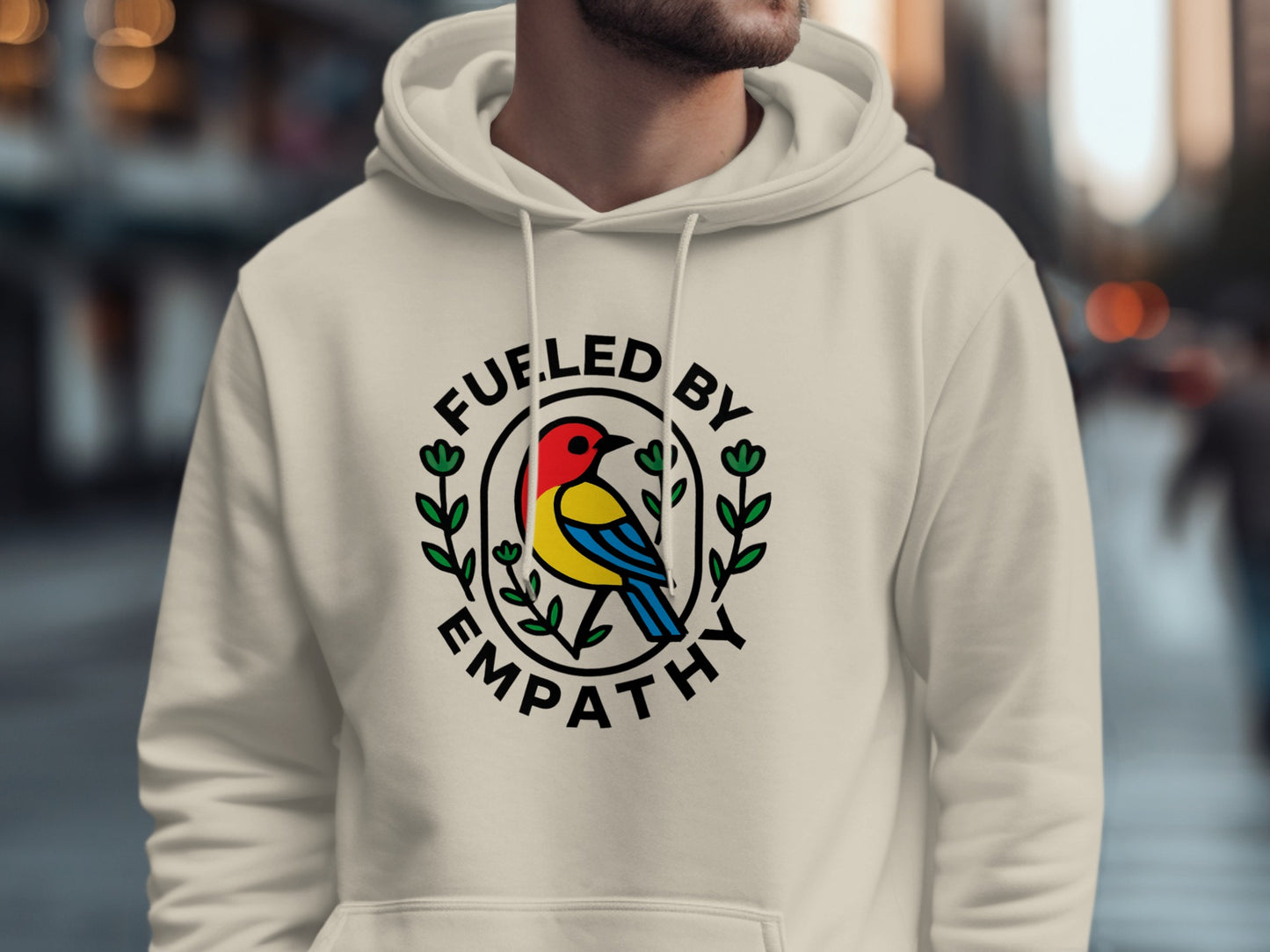 Fueled by Empathy Hoodie with Colorful Bird product type