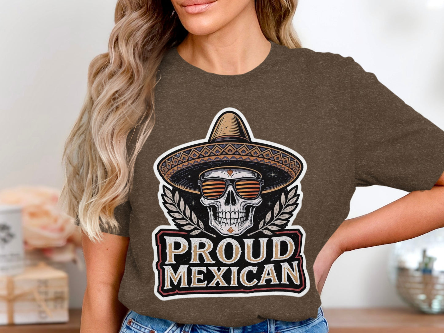 Proud Mexican Skull Design T-Shirt Apparel product
