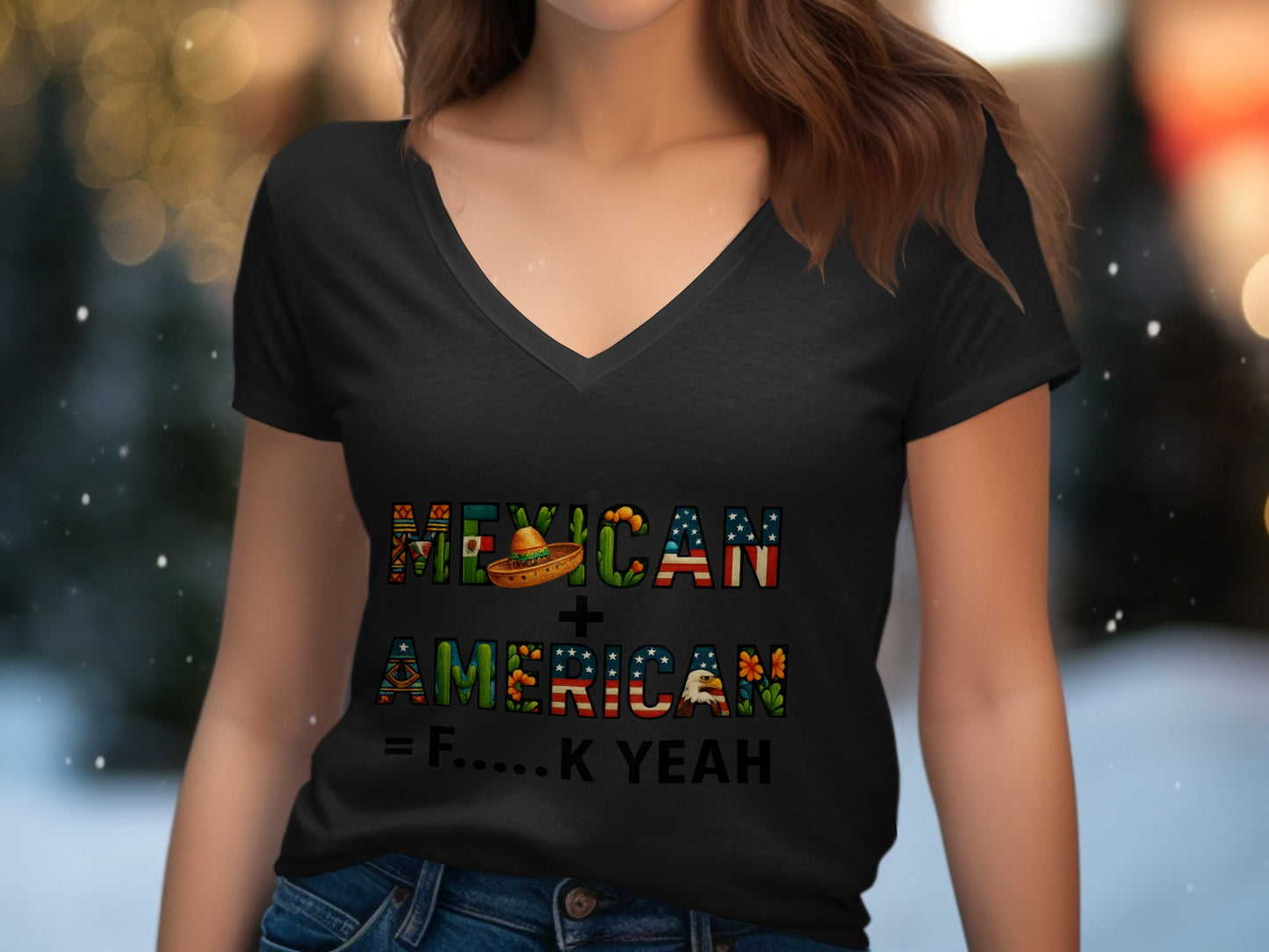 Mexican American Equal F Yeah V-Neck T-Shirt product type
