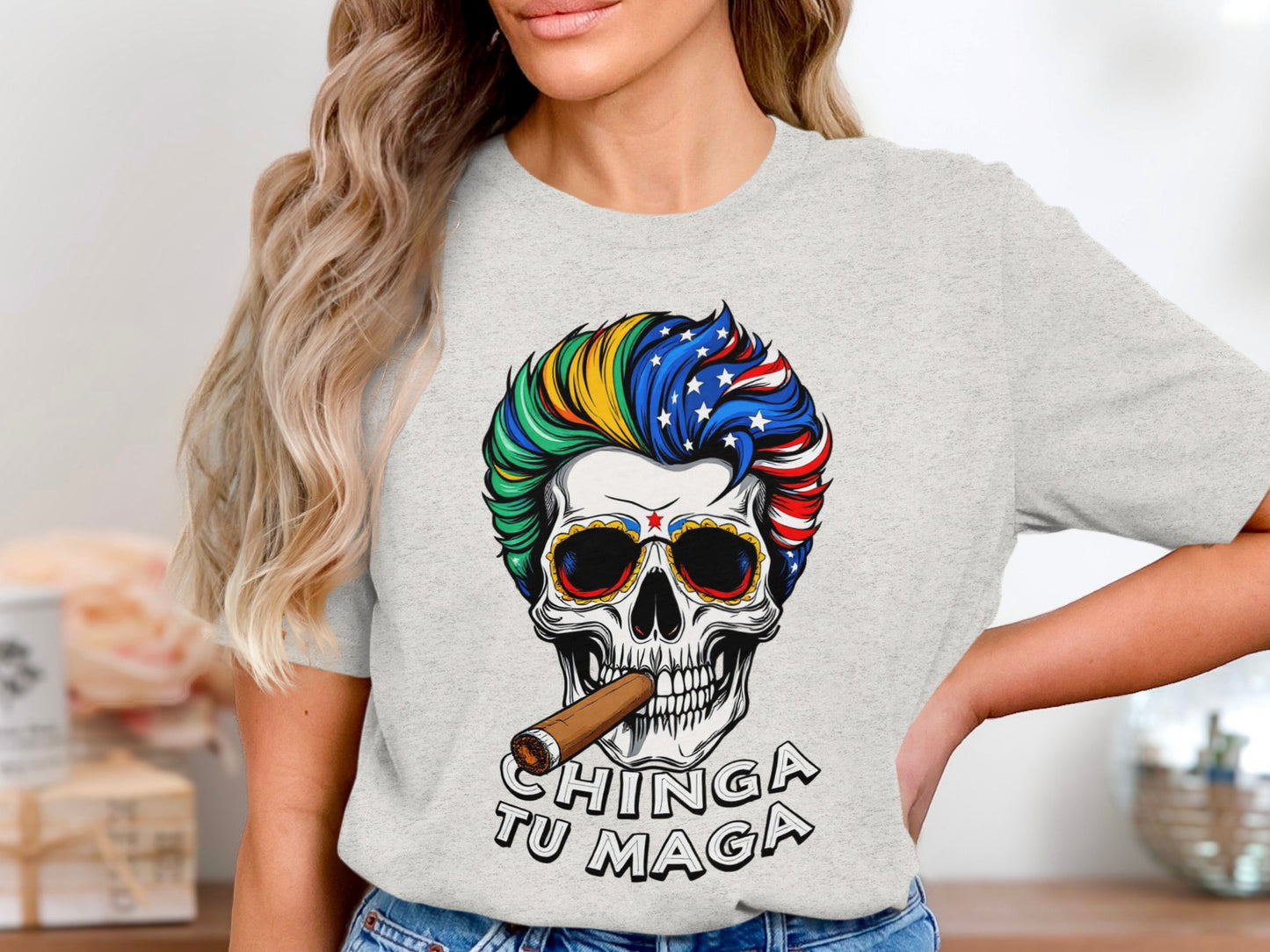 Chinga Tu Maga Skull With Sunglasses T-shirt product