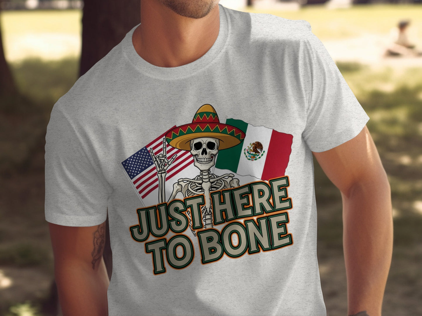 Just Here to Bone Mexican American Flag T-shirt product type