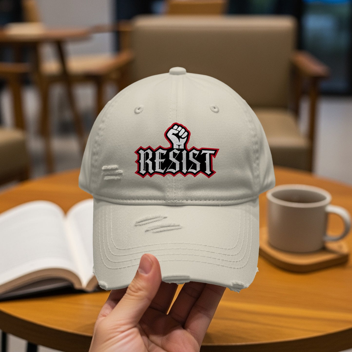 Resist Embroidered Distressed Style Cap product type
