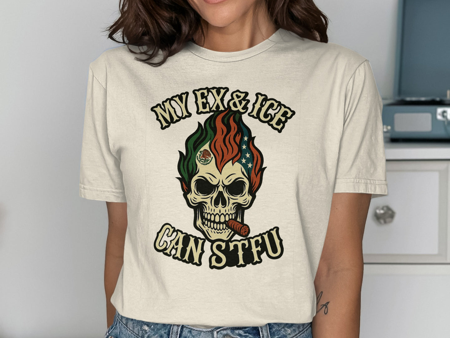 My Ex and Ice Can STFU Skull Graphic T-Shirt product