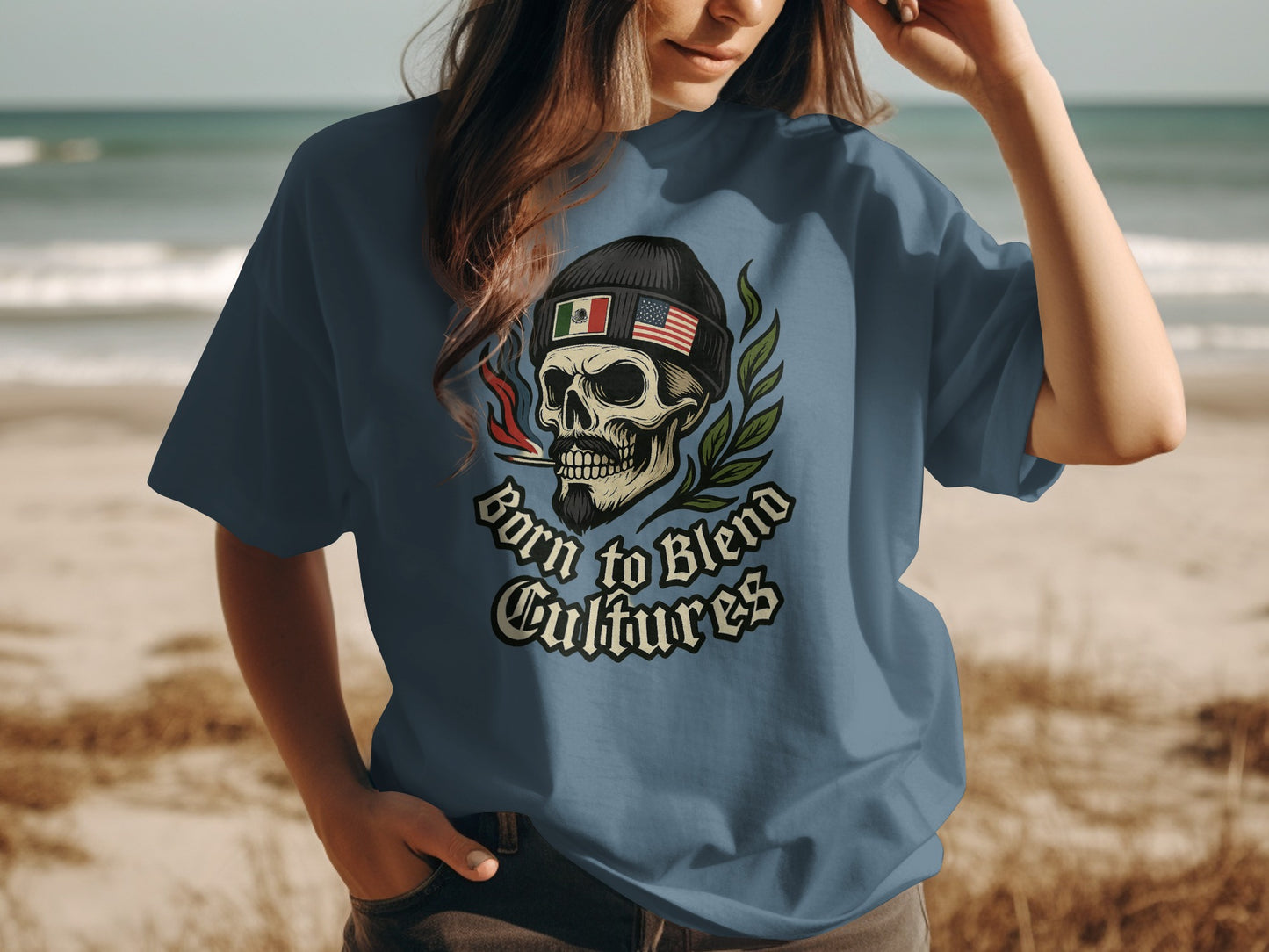 Born to Blend Cultures Skull Graphic T-Shirt product