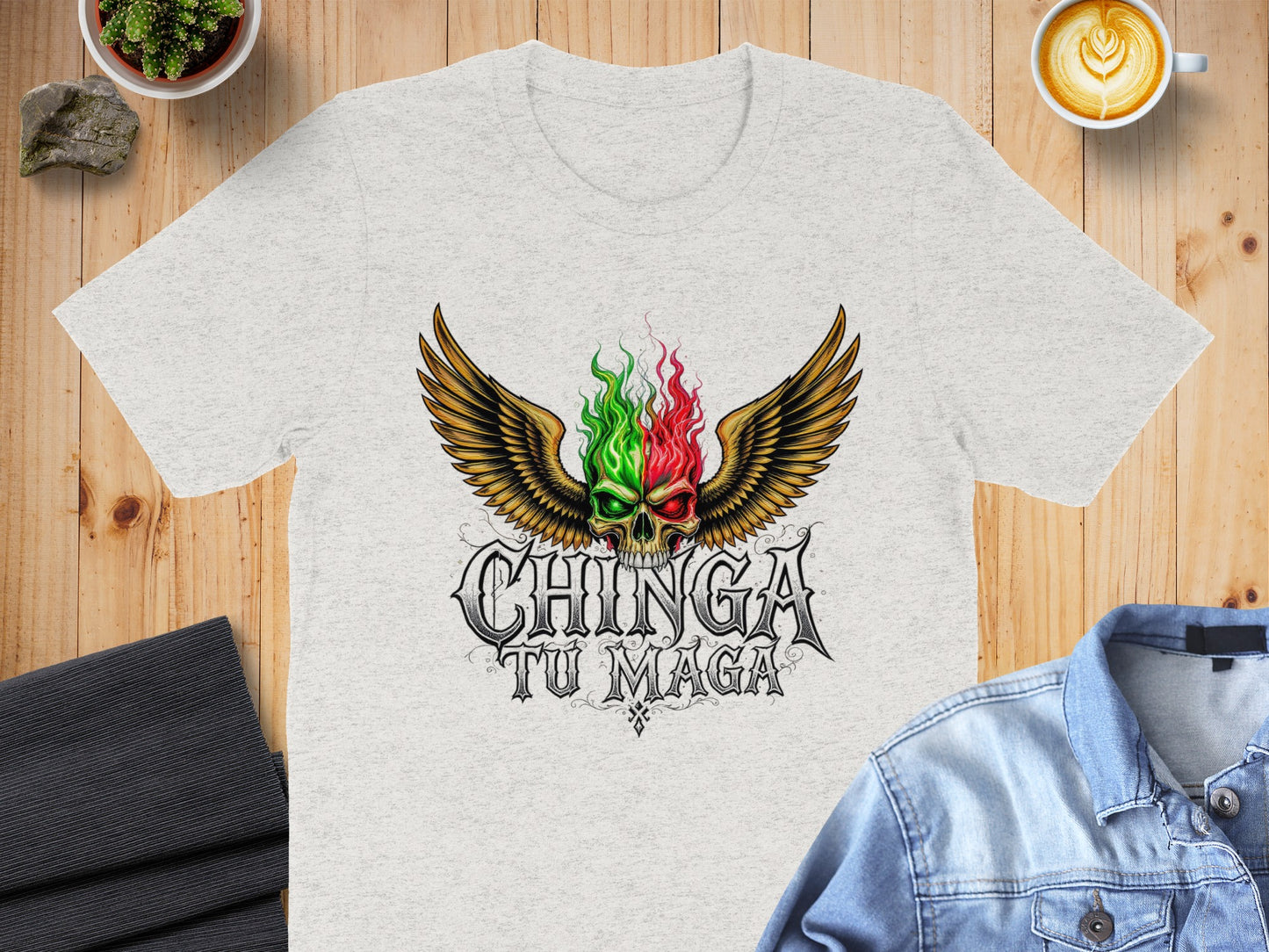 Chinga Tu Maga Skull With Wings Graphic T-shirt product