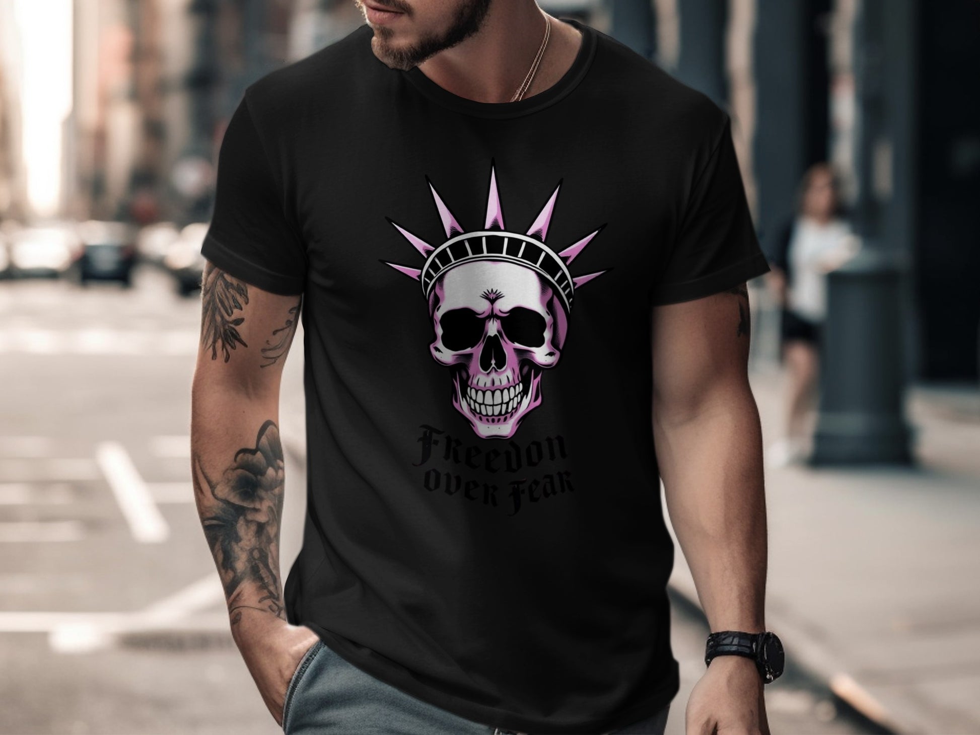 Freedom Over Fear Skull Graphic T-Shirt product type