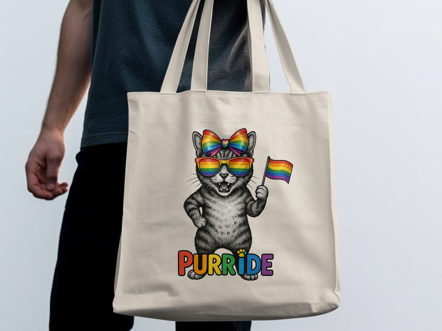 Colorful Cat with Pride Accessories Tote Bag product