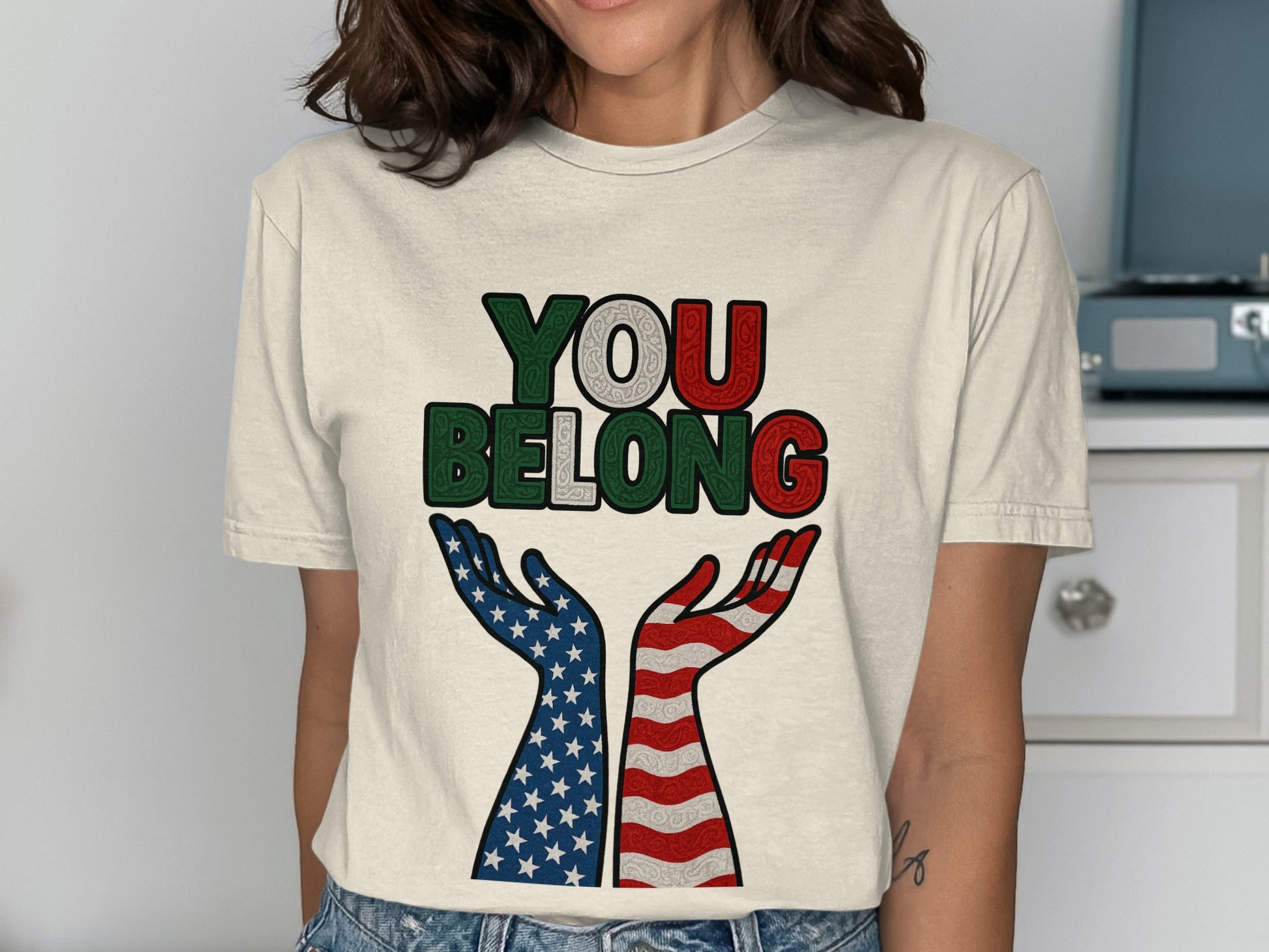 You Belong Hands Print American Flag Graphic T-Shirt product
