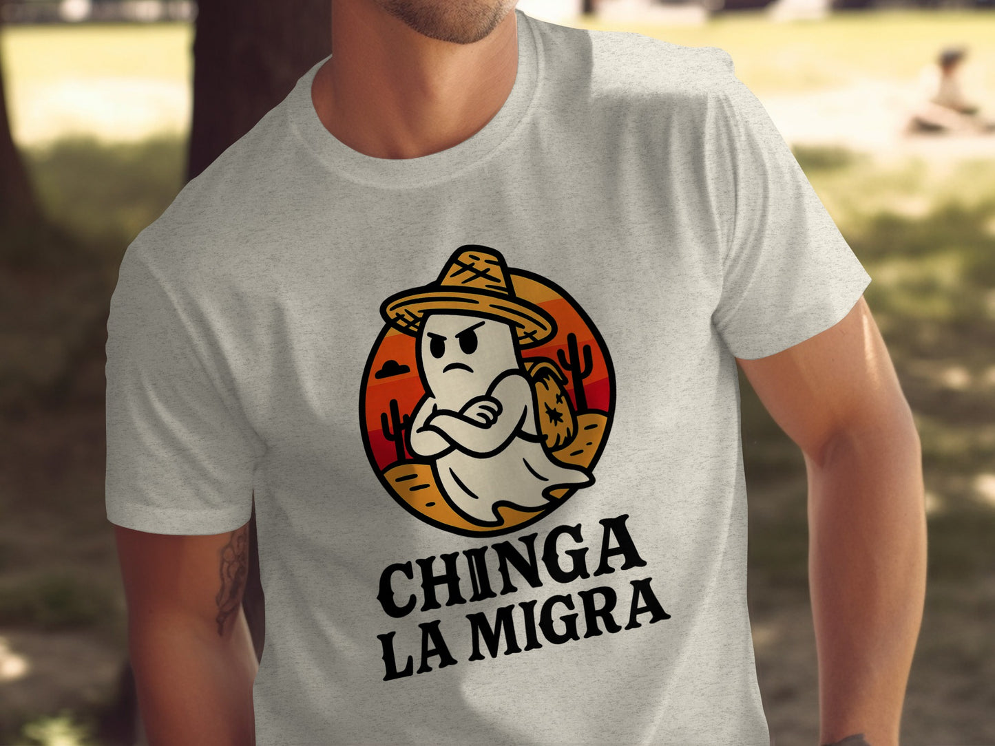 Chinga La Migra Ghost Wearing Sombrero T-Shirt product