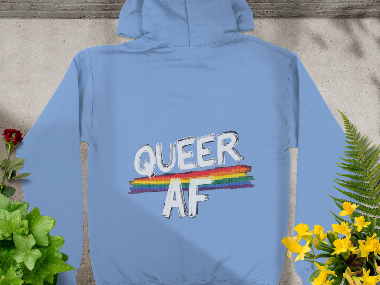 Queer AF Rainbow Print Hoodie Trendy Statement product type