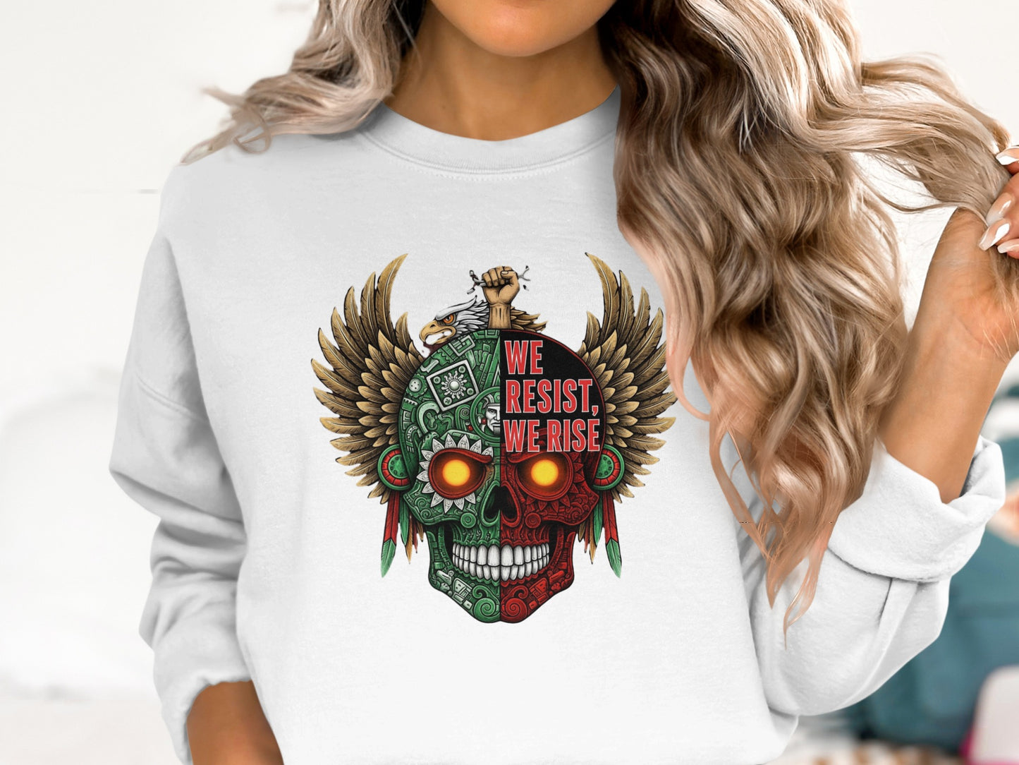 We Resist We Rise Wings Skull Graphic Sweatshirt product