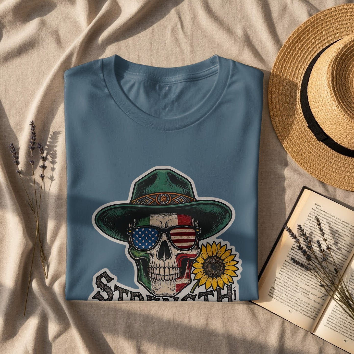 Patriotic Skull Print Strength Design T-shirt product type