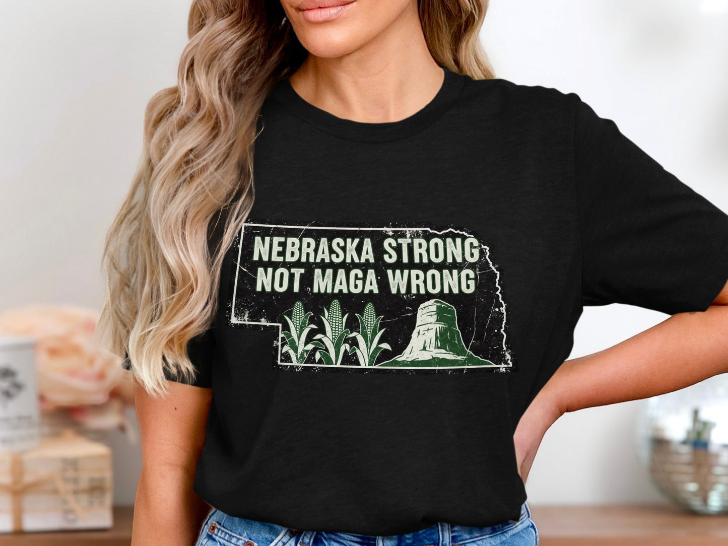 Nebraska Strong Not Maga Wrong Graphic Shirt product