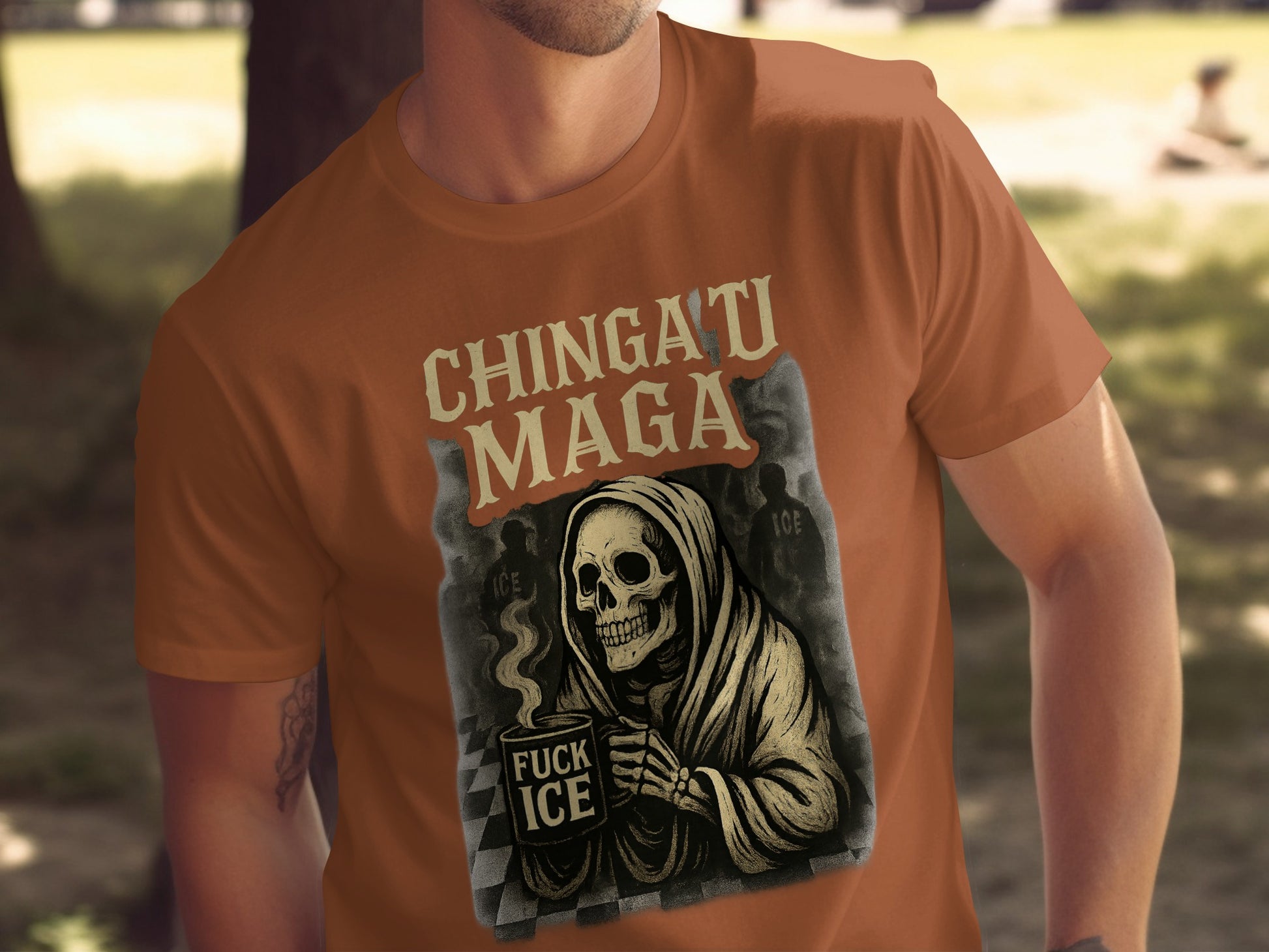 Grinning Reaper Chingatu MAGA Graphic T-Shirt product type