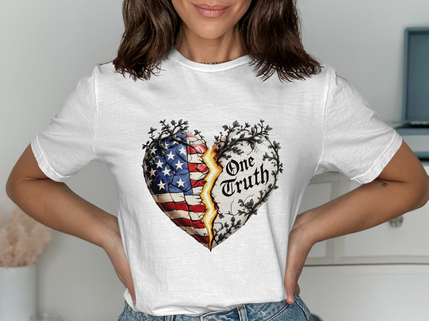 American Flag Broken Heart Design T-Shirt product type