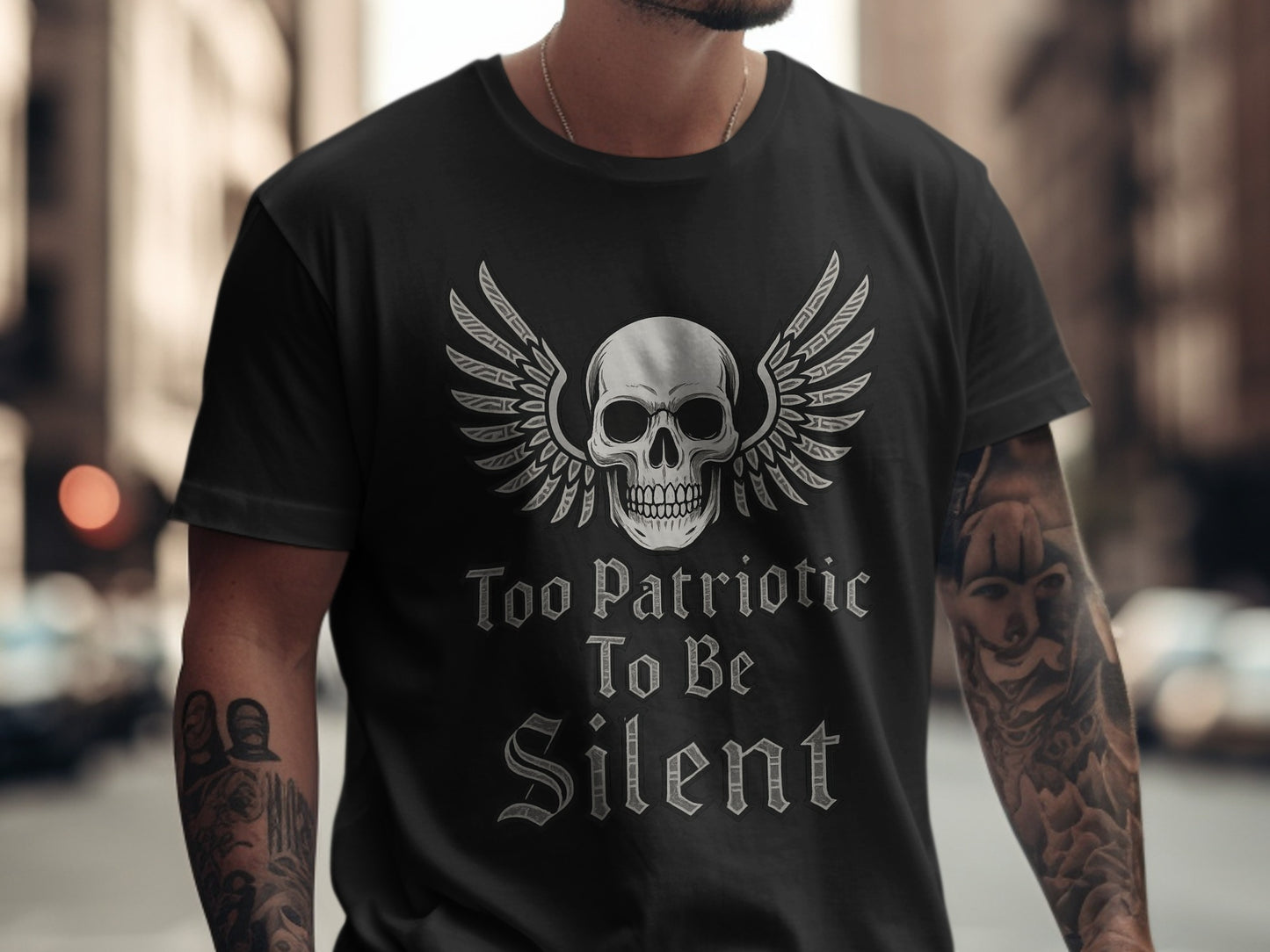 Too Patriotic To Be Silent Skull Graphic Shirt