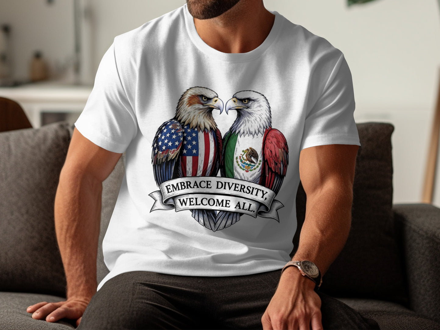 Embrace Diversity Welcome All Eagle Design Shirt product type