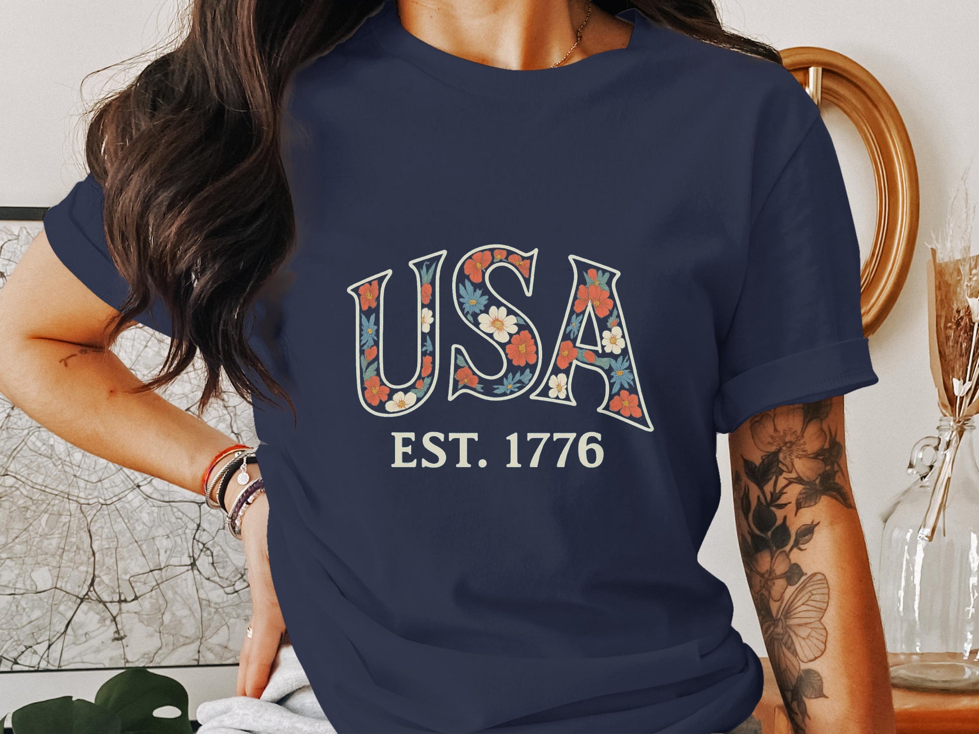 Vintage Patriotic USA Established 1776 T-Shirt product