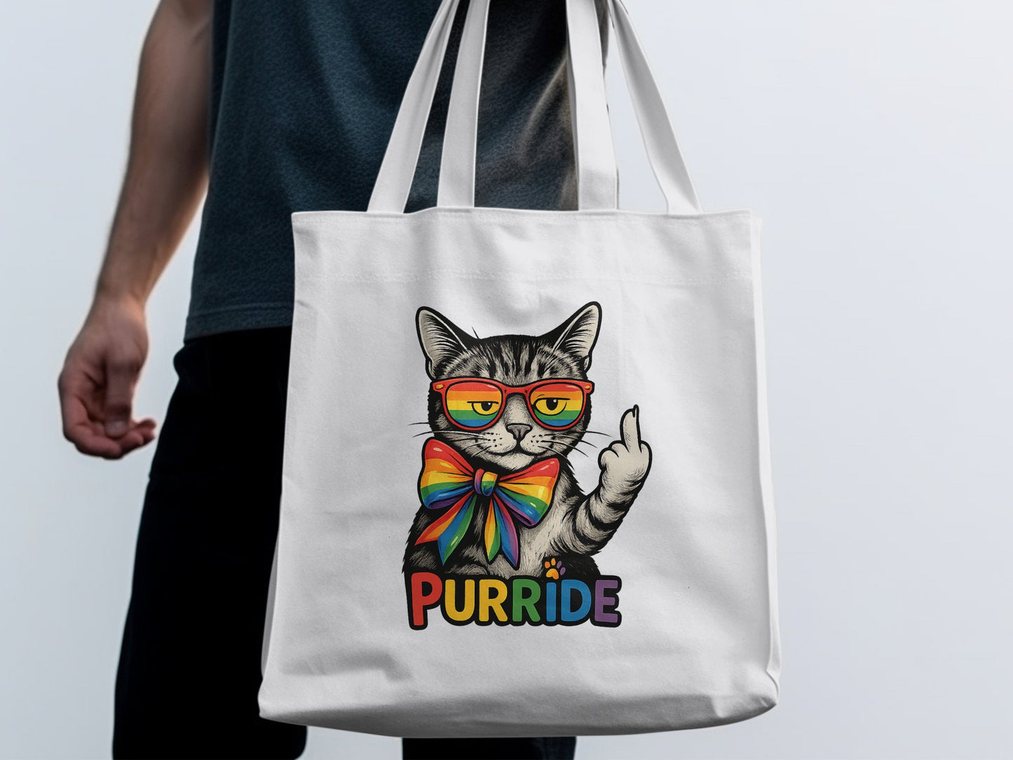Purride Cat with Rainbow Accessories Tote Bag product