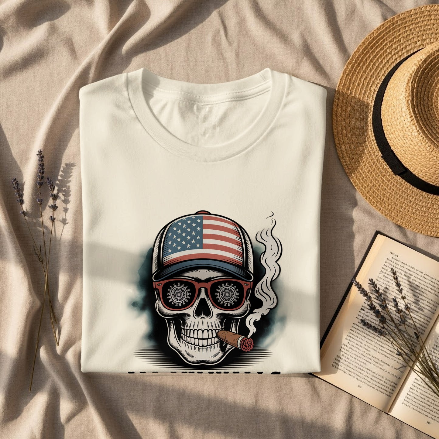 American Flag Skull Smoking Cigar Graphic T-shirt product