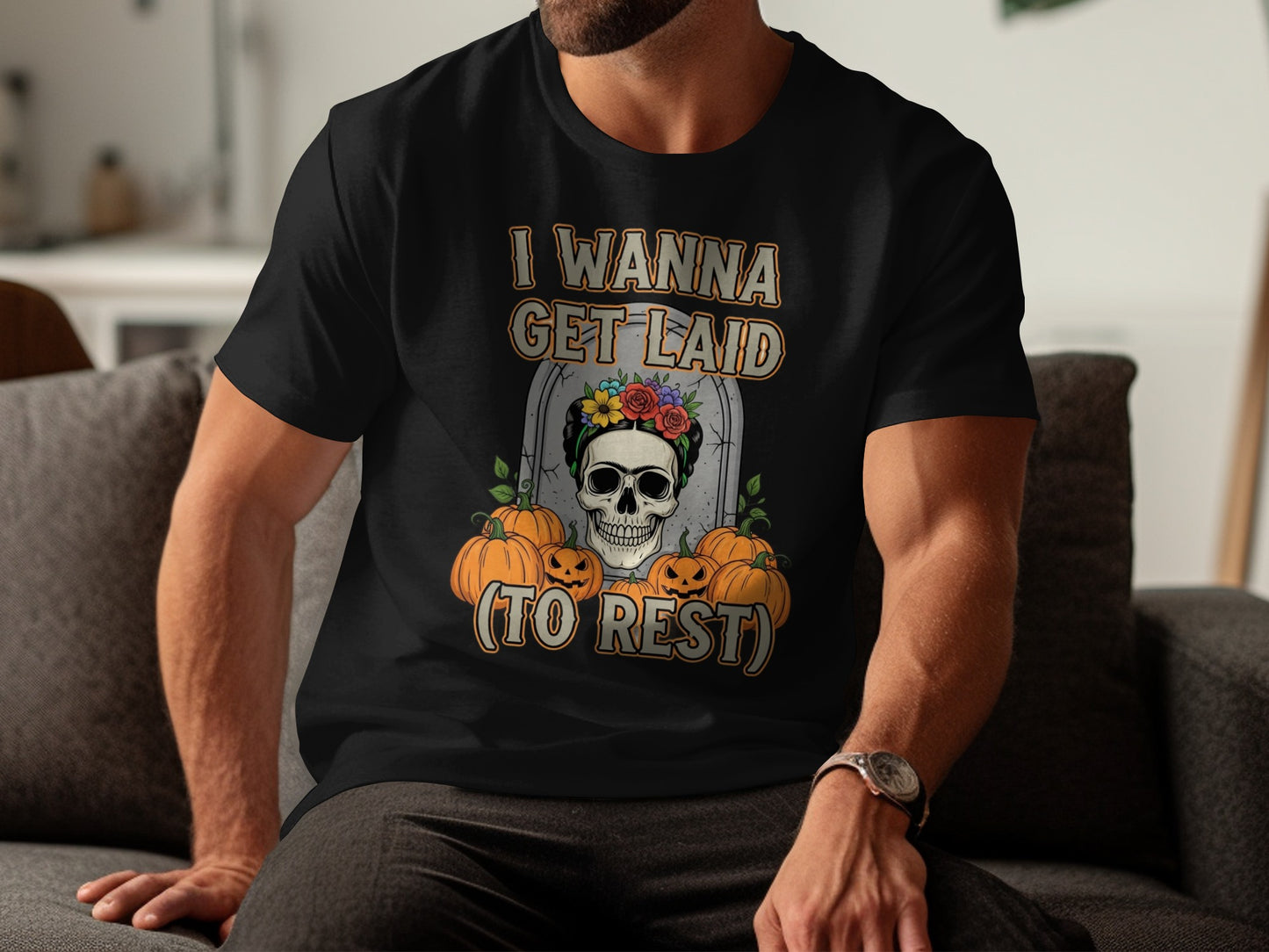 I Wanna Get Laid to Rest Skull Design T-Shirt product