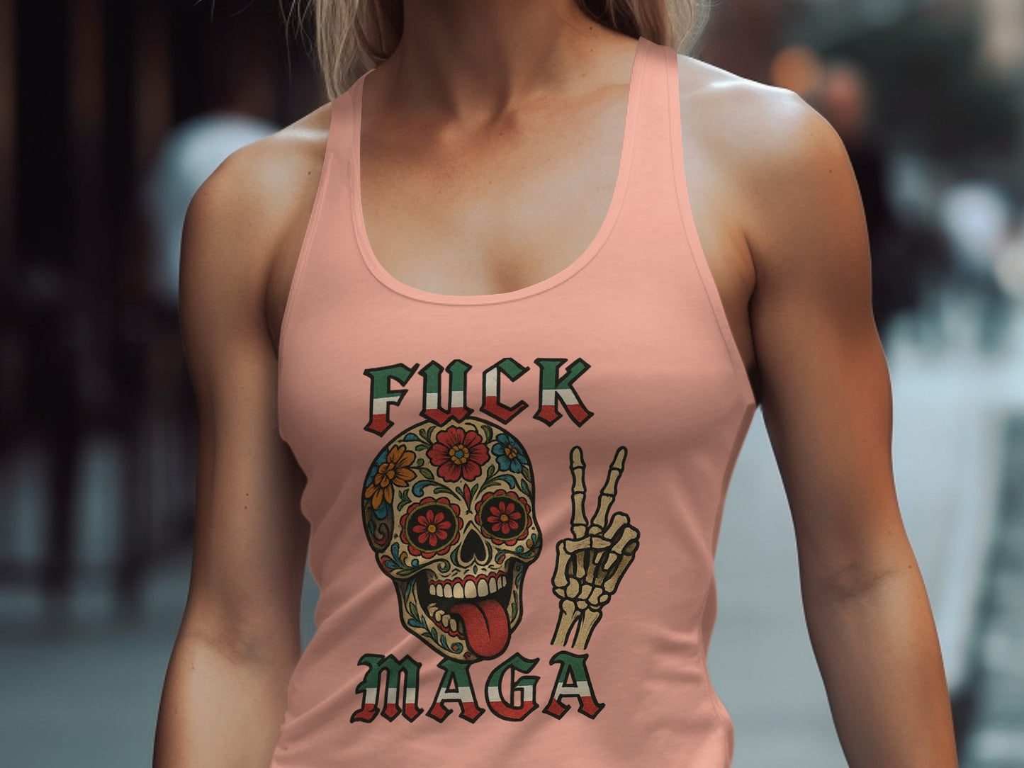Fuck MAGA Sugar Skull Graphic Tank Top Product