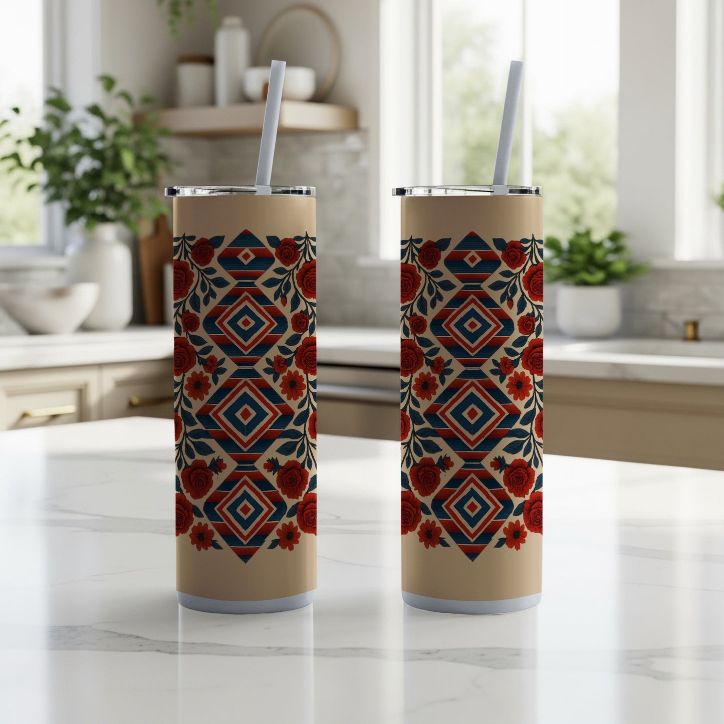 Geometric Flower Print Tumbler Product