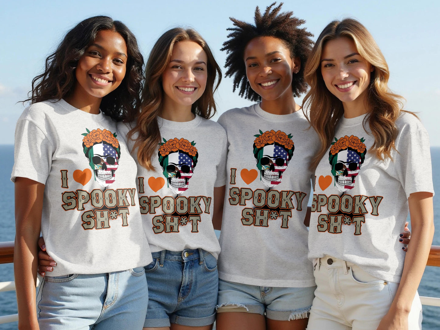 I Love Spooky Sh*t USA Themed Skull Design T-Shirt Product