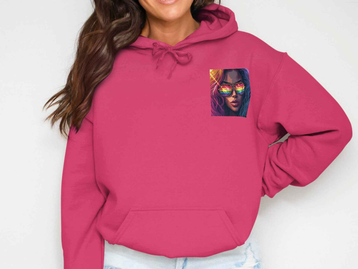 Pride Hoodie: Colorful Flag Reflected Sunglasses Design