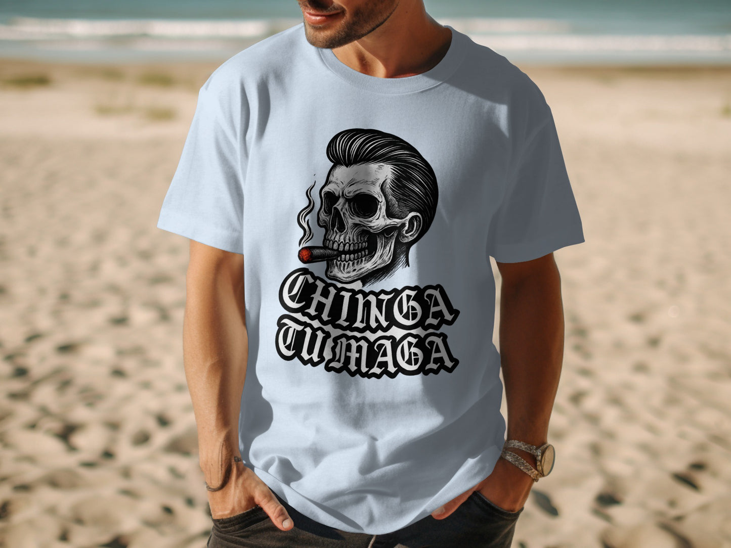 Skull with Cigar Design Chinga Tu Maga product type