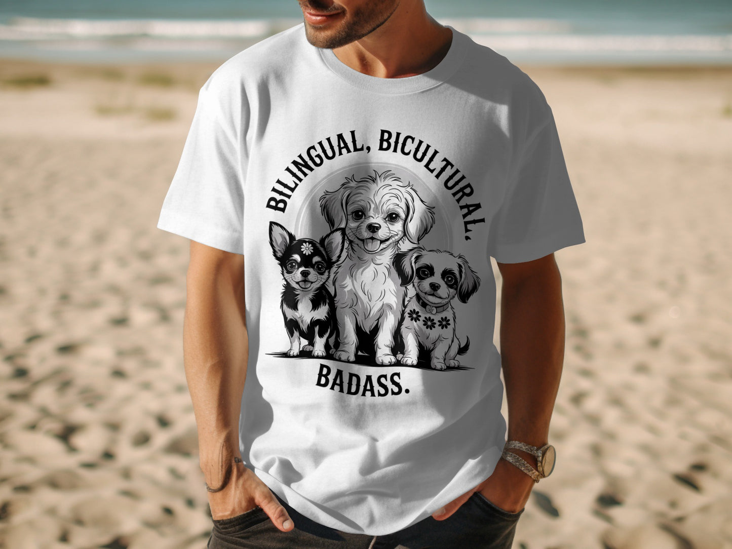 Bilingual Bicultural Badass Graphic Print T-shirt product type