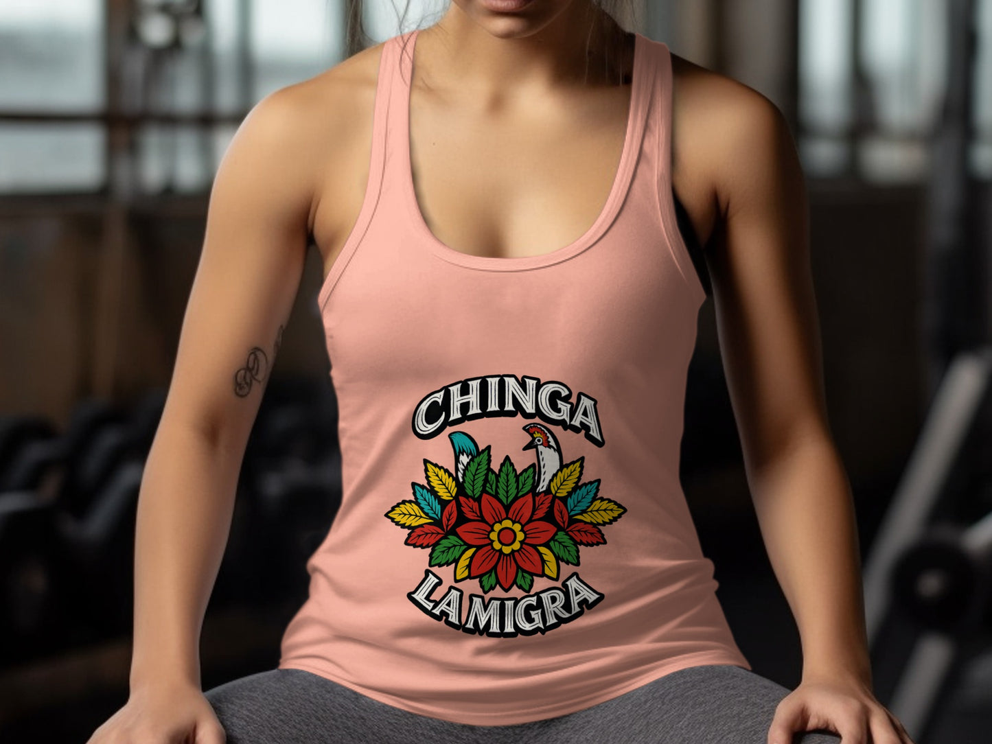 Chinga La Migra Graphic Print Racerback Tank product
