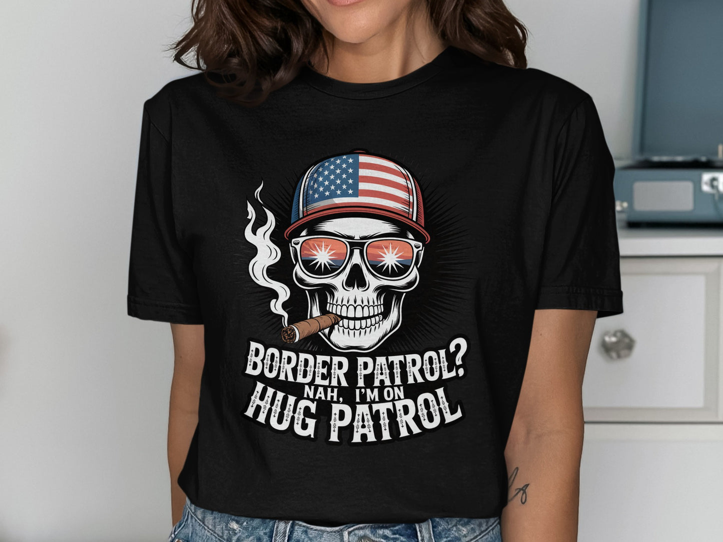 Border Patrol Nah I'm on Hug Patrol Skull T-shirt product