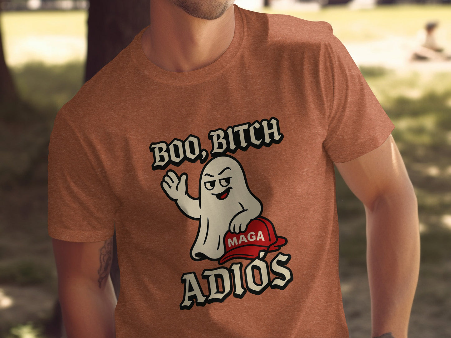 BOO BITCH ADIÓS Ghost with MAGA Hat Design product