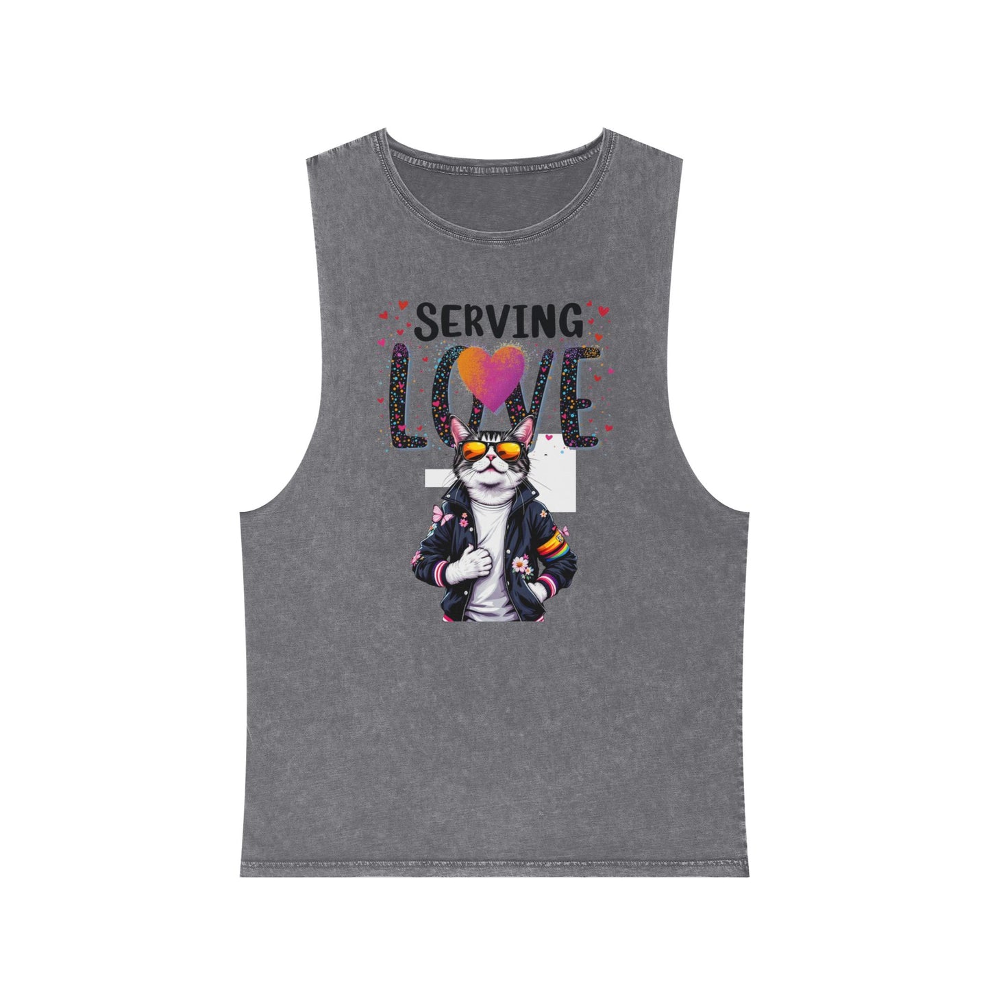 Serving Love Unisex Stonewash Tank Top - Trendy Summer Apparel for Warm Days