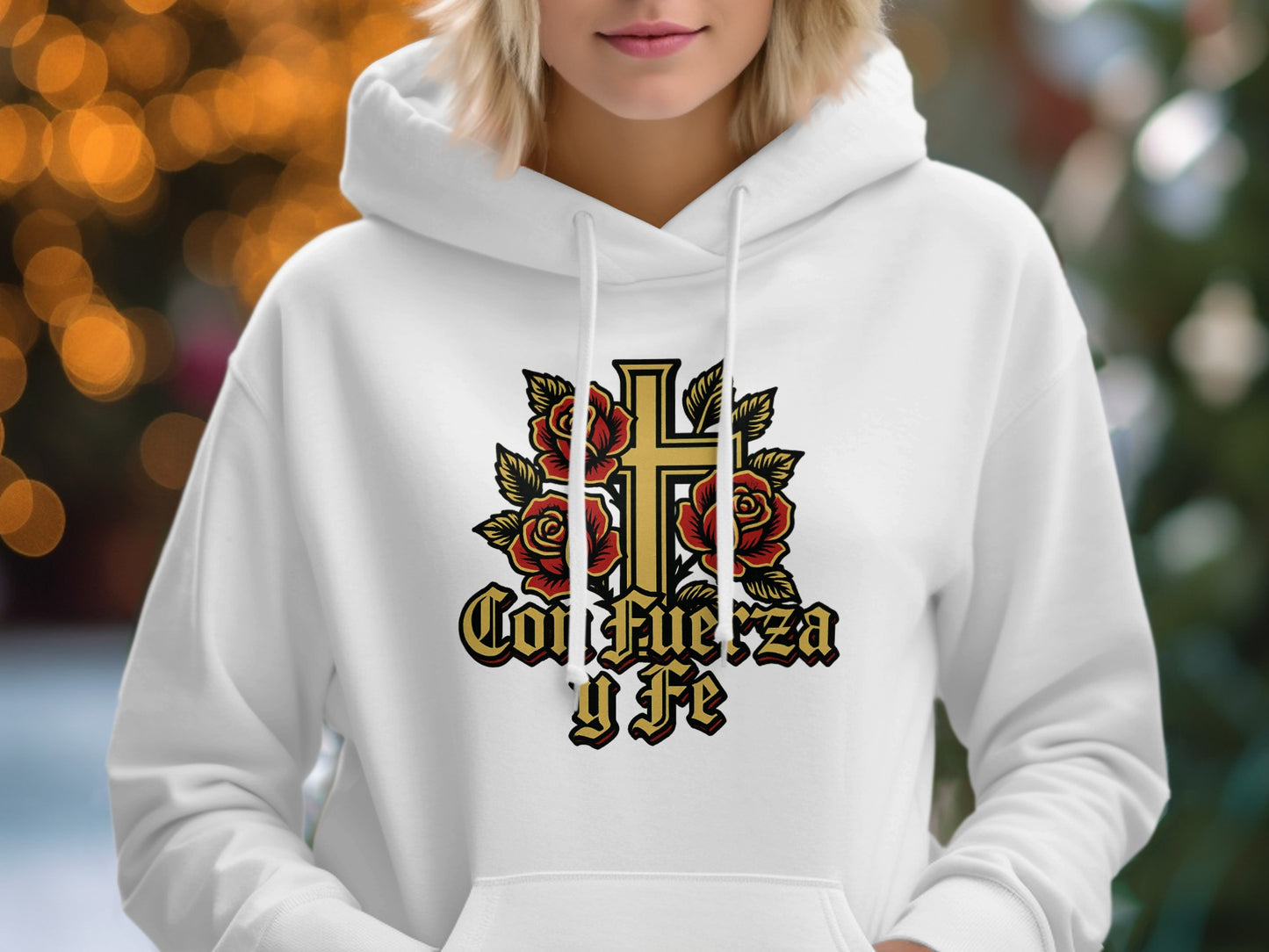 Con Fuerza y Fe Cross Floral Hoodie product