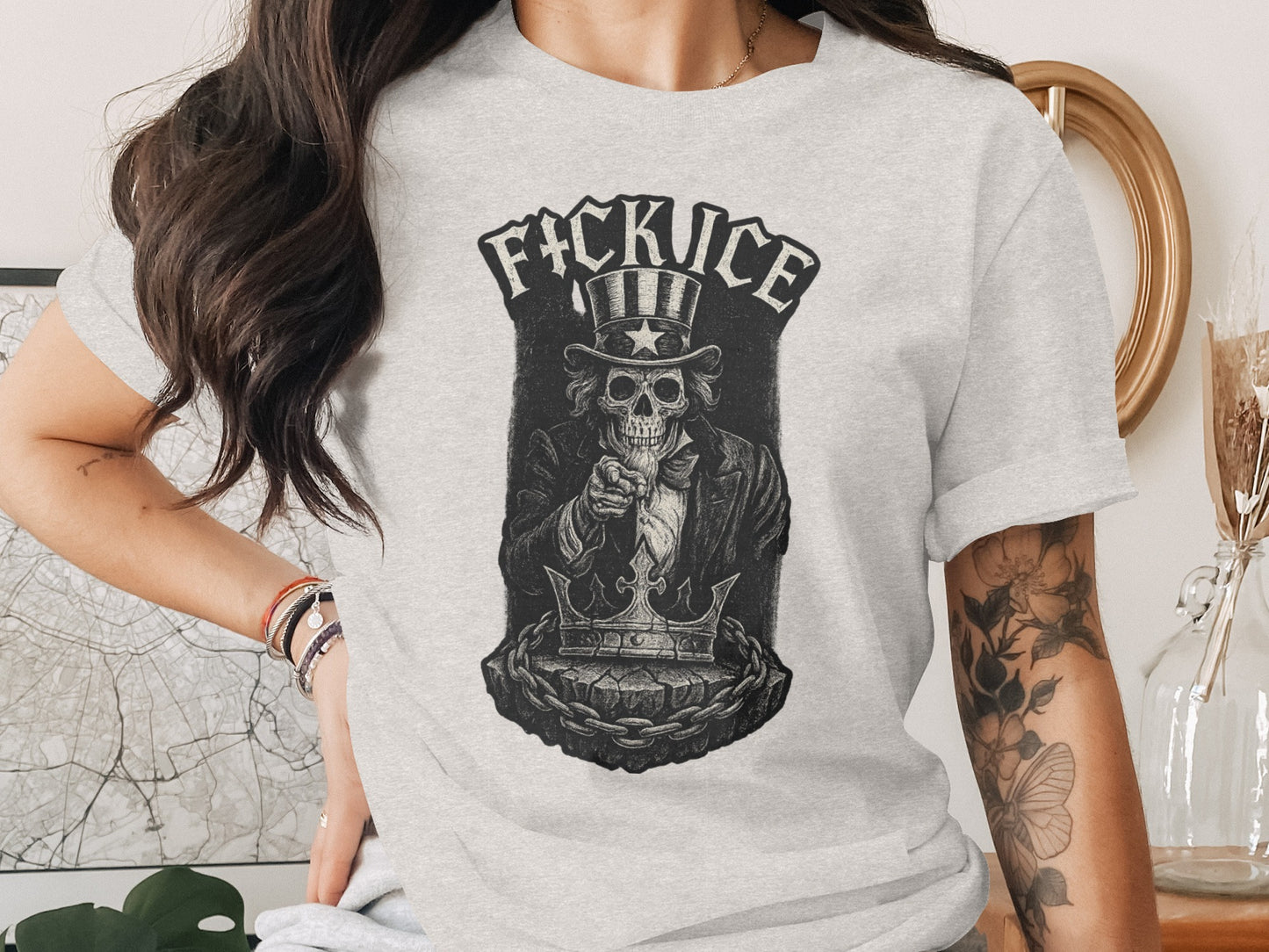 Patriotic Skeleton Uncle Sam Design Graphic T-Shirt product type