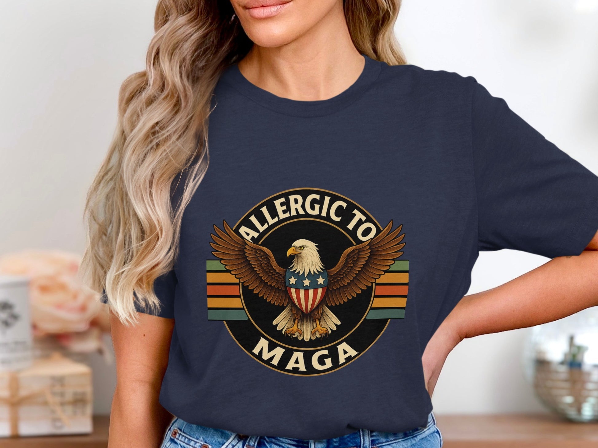 Allergic To MAGA Eagle Graphic Tee Shirt product