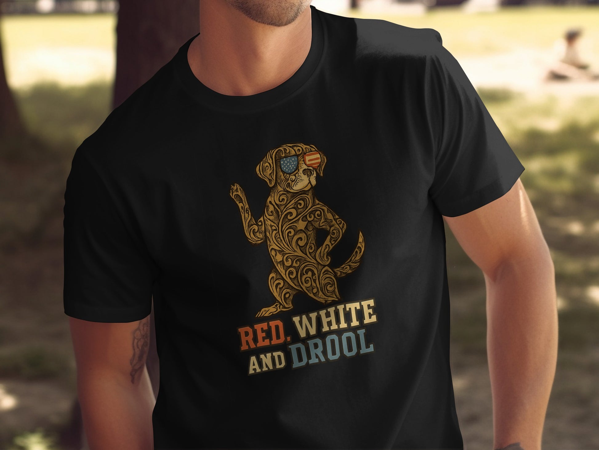 Red White and Drool Dog Graphic T-Shirt product type