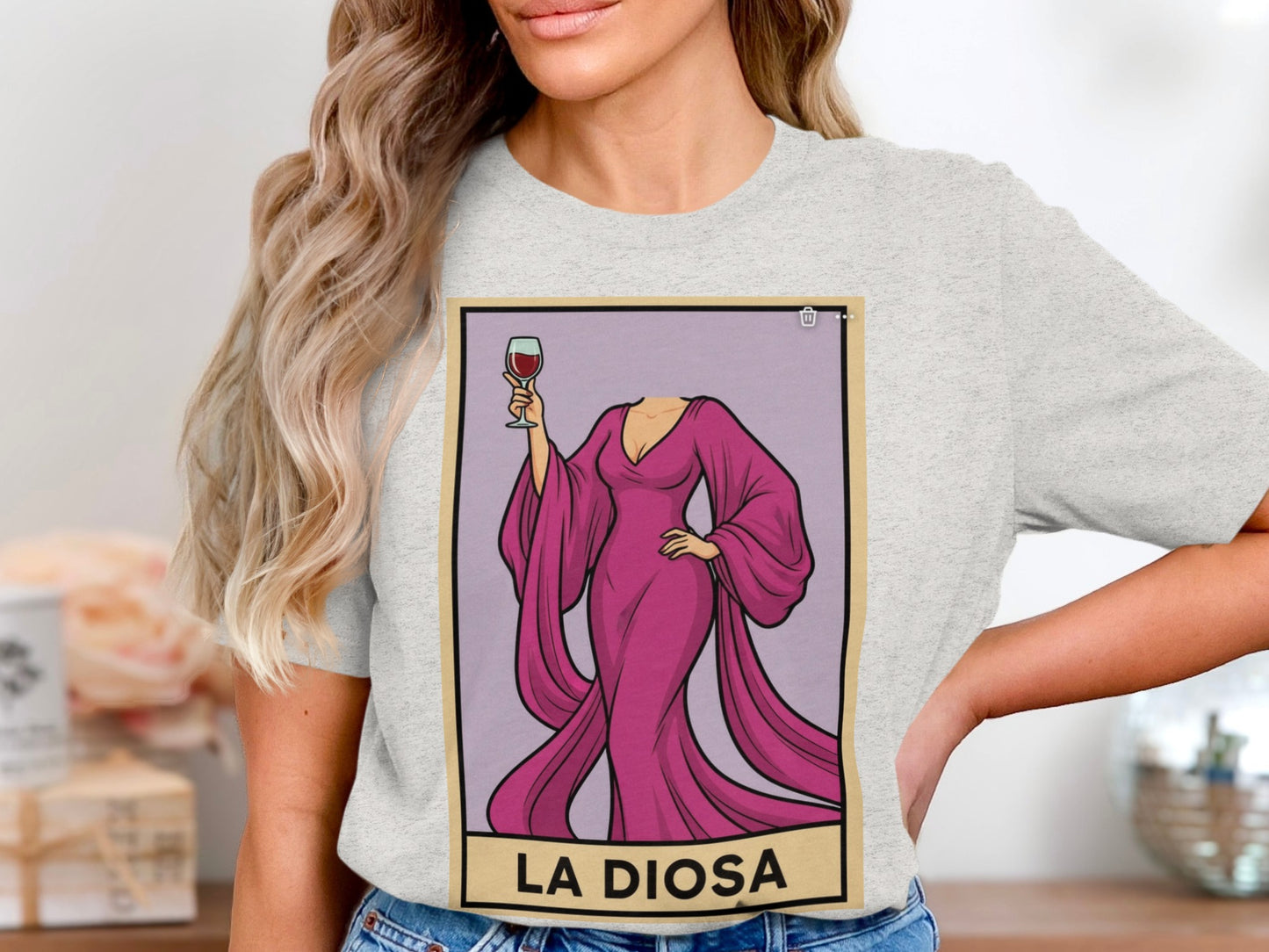 La Diosa Graphic Tee with Wine Illustration product