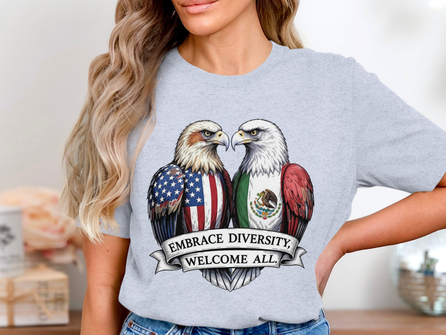 Embrace Diversity Welcome All Patriotic Eagles Shirt product