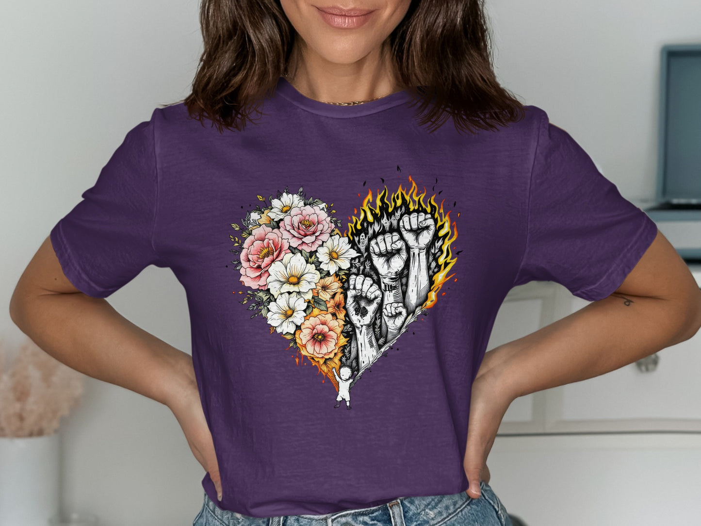 Empowerment Heart Flowers Graphic Tee Shirt product type