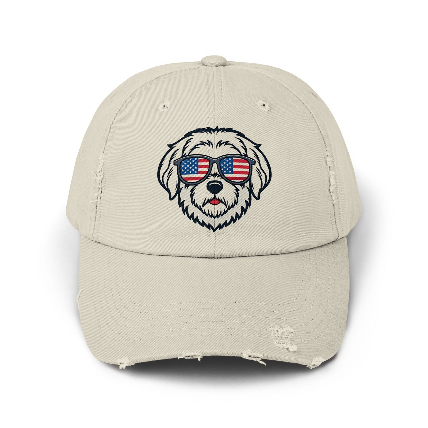 Stylish Dog with Sunglasses Print Beige Hat product type