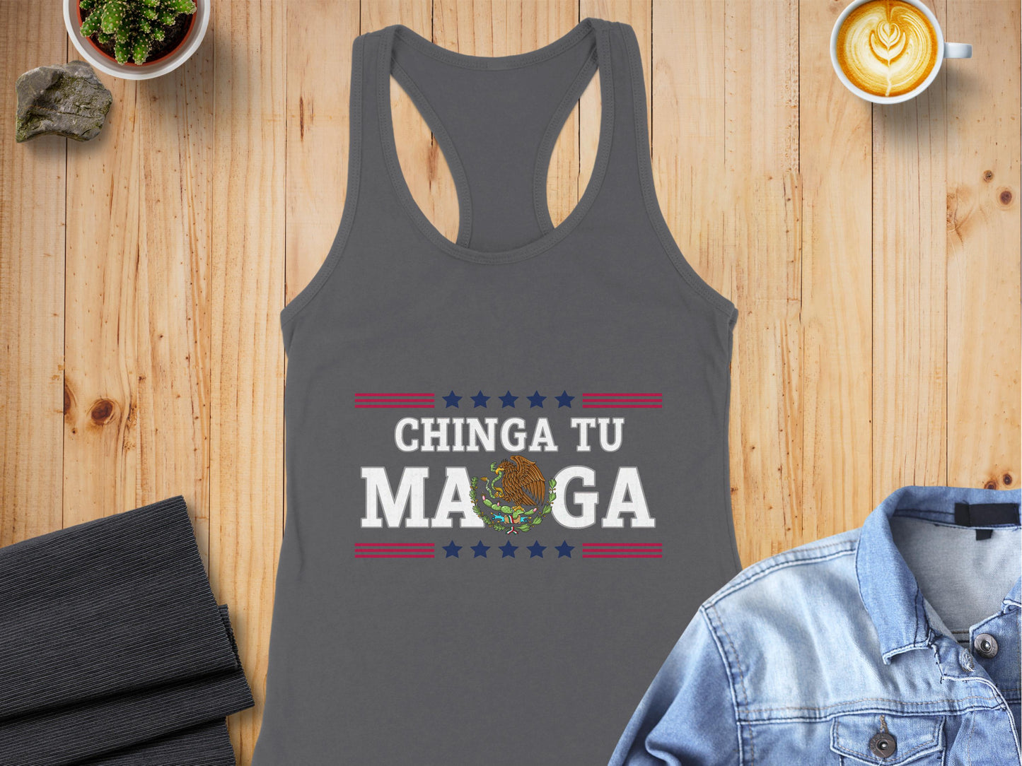 Chinga Tu Maaga Racerback Tank Graphic Print product