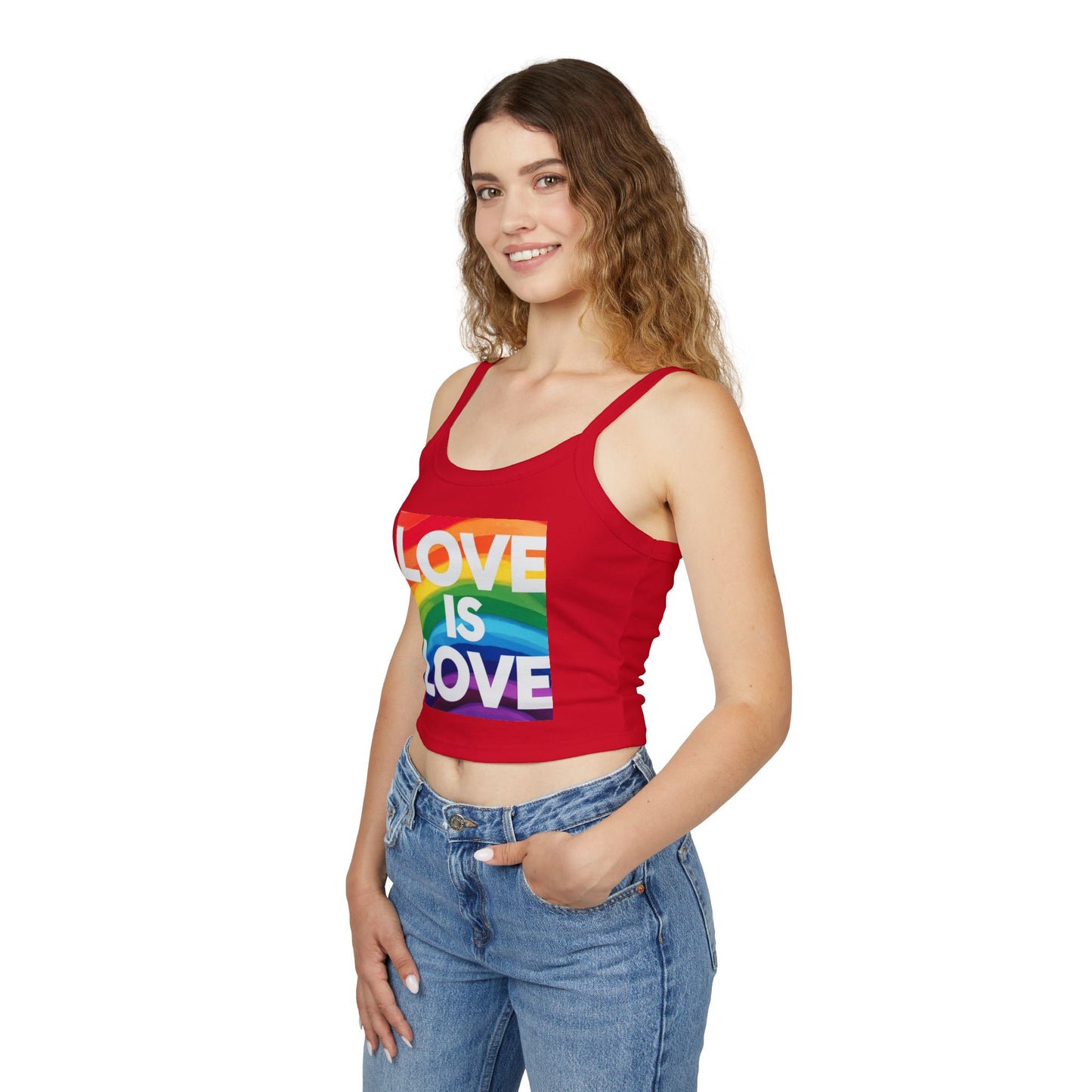 Pride tank top Rainbow Love Is Love Spaghetti Strap Tank Top